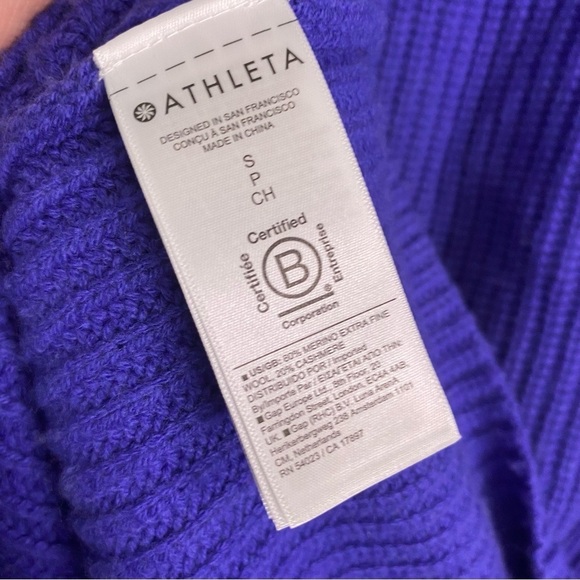Athleta Azaela Sweater Knit Purple Blue Sz S Wool Cashmere‎ Blend Chunky 466769 - Picture 8 of 8